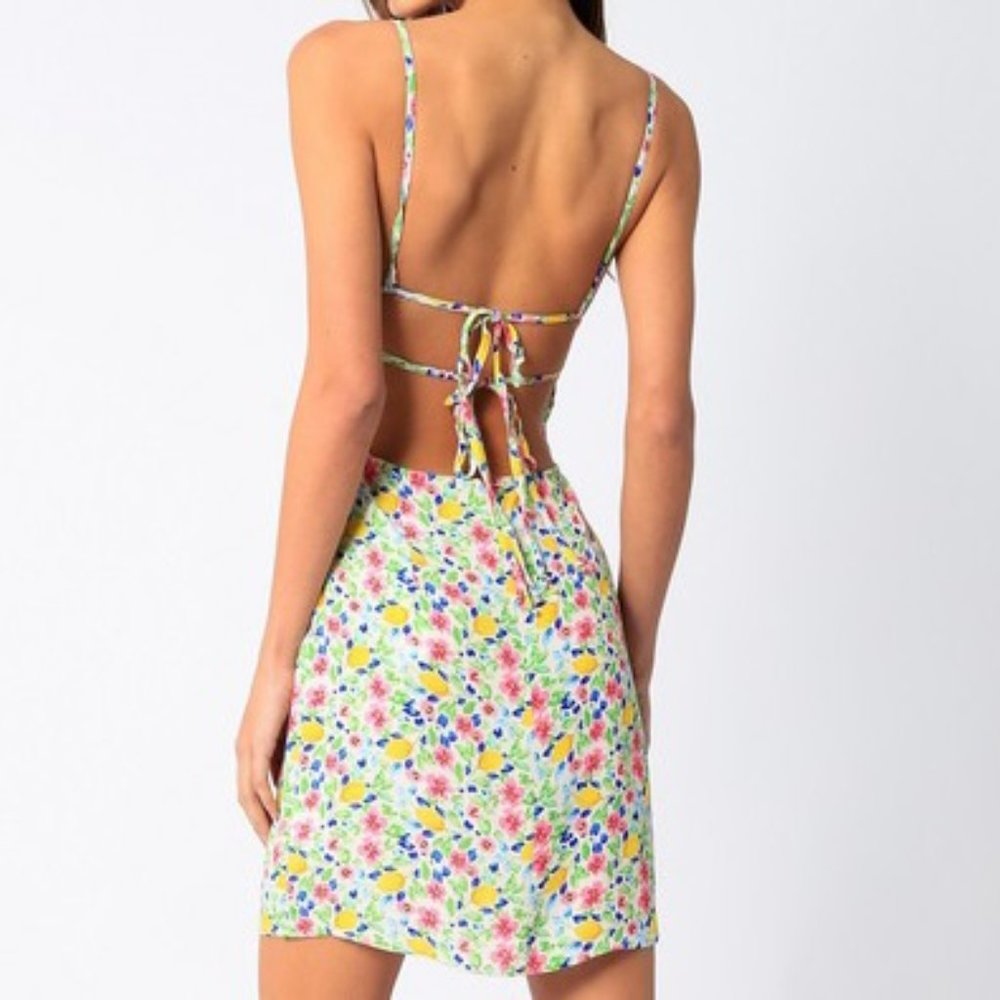 ❌SOLD OUT❌ CONFETTI FLORAL OPEN BACK MINI DRESS - Picture 3 of 3